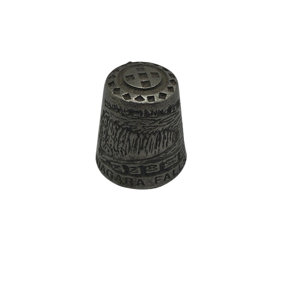 Vintage Niagara Falls Ontario Canada Pewter Souvenir Thimble Raised Relief